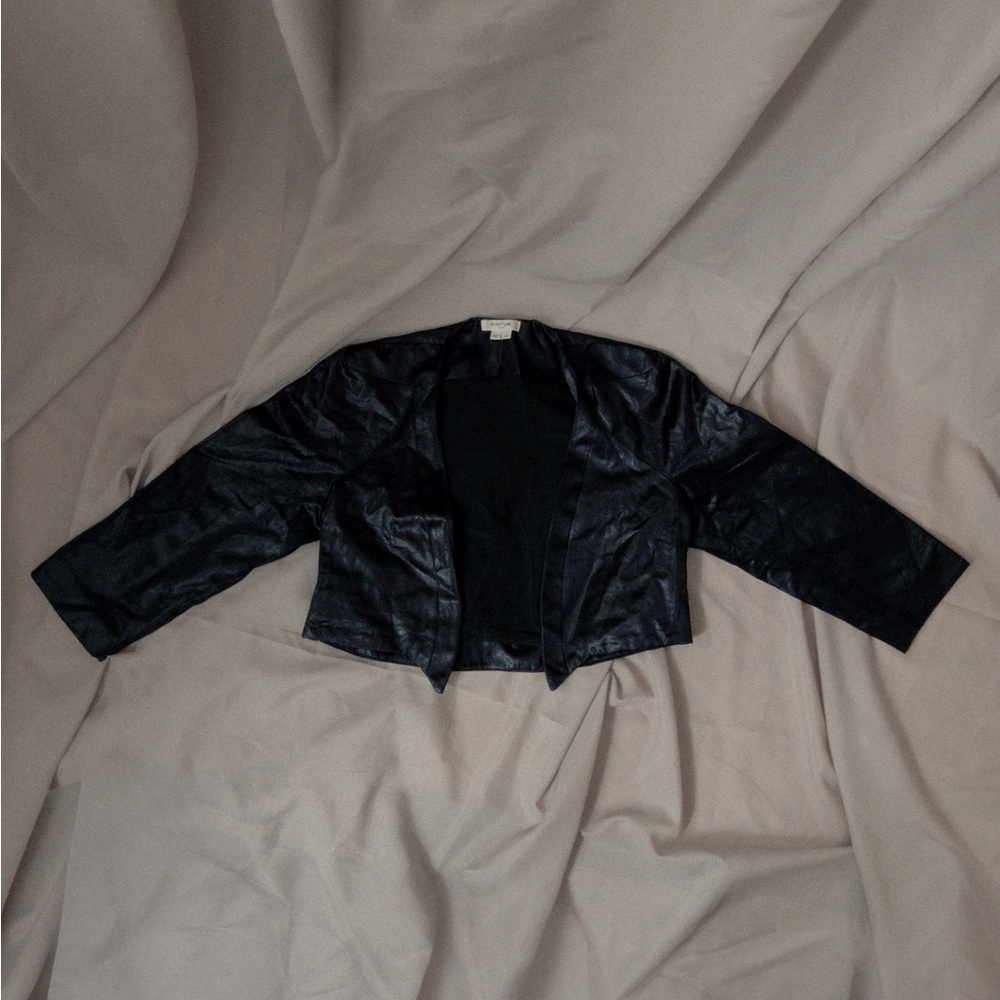 HELMUT LANG // Black Cropped Leather Blazer